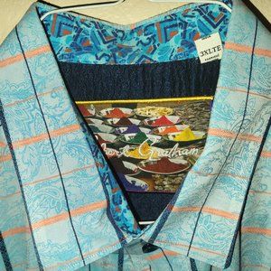 Robert Graham Designer L/S Casual Dress Shirt, Intricate Pattern + Stripes 3XLT